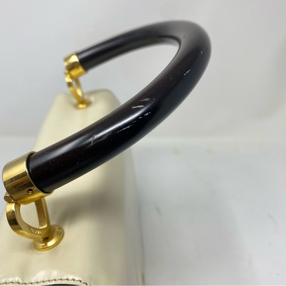 Moschino Ivory Black Color Block Leather Bag - Picture 7 of 13